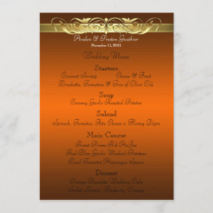 Grand Duchess Orange Scroll Wedding Menu