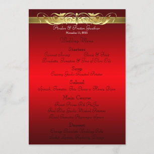 Grand Duchess Red Scroll Wedding Menu