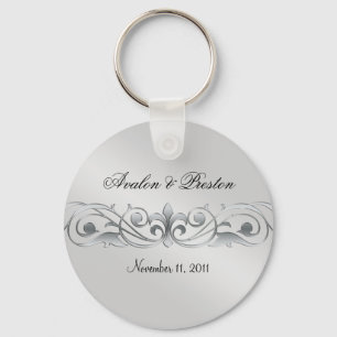 Grand Duchess Silver Metal Scroll Keychain