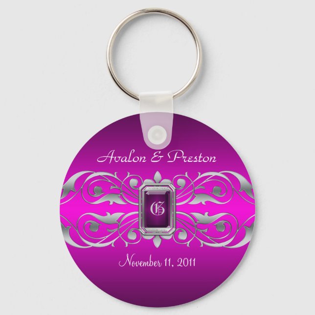 Grand Duchess Silver Monogram Pink Keychain (Front)