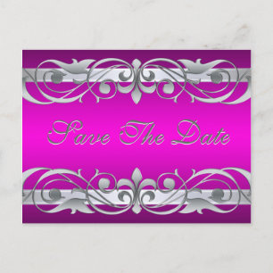 Grand Duchess Silver & Pink Save The Date Postcard