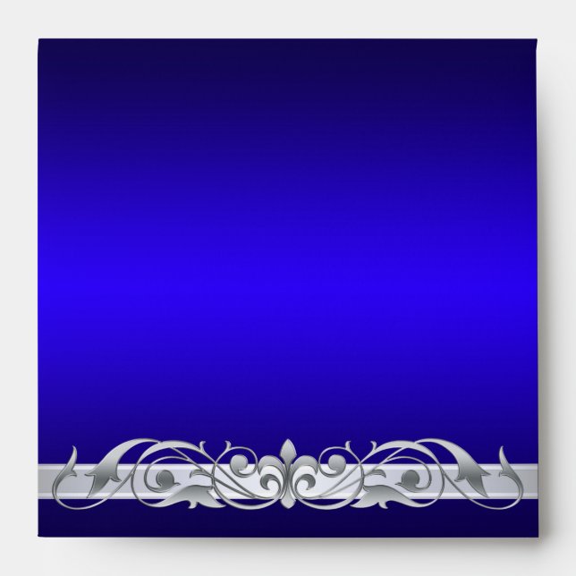 Grand Duchess Silver Scroll Square Blue Envelope (Front)