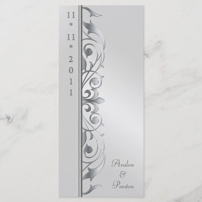 Grand Duchess Silver Scroll Wedding Program Programme (Front)