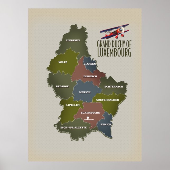 Grand duchy of luxembourg map poster (Front)