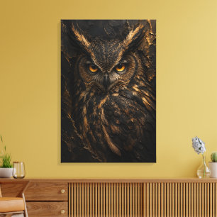 Grand Duke Owl Sculptural 3D Luxury Fine Art Canvas Print