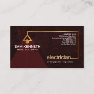 Grand Elegant Red Grunge Gold Art Electrician Business Card