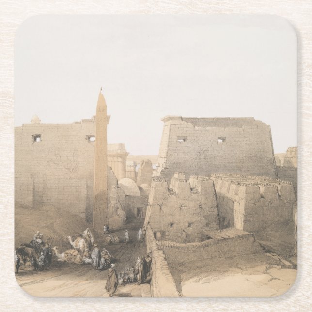 Grand Entrance to the Luxor Temple, Egypt Square Paper Coaster (Front)