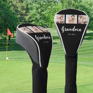 Grand Established Modern Script 3 Photo Black Golf Head Cover