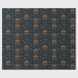 Grand European Christmas Toyshop Midnight Navy Wra Wrapping Paper