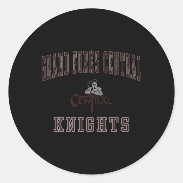 Grand Forks Central High School Knights Classic Round Sticker (Front)