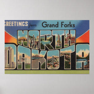Grand Forks, North Dakota - Large Letter Poster