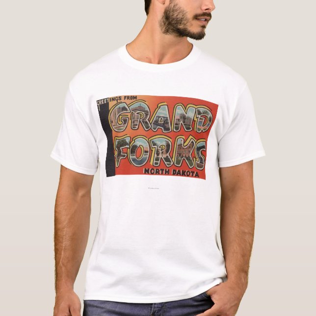 Grand Forks, North Dakota - Large Letter Scenes T-Shirt (Front)