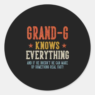 Grand-g knows everything father's day retro classic round sticker