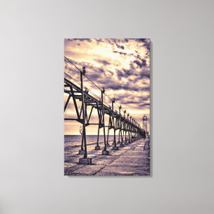 Grand Haven lighthouse and pier, Grand Haven Canvas Print