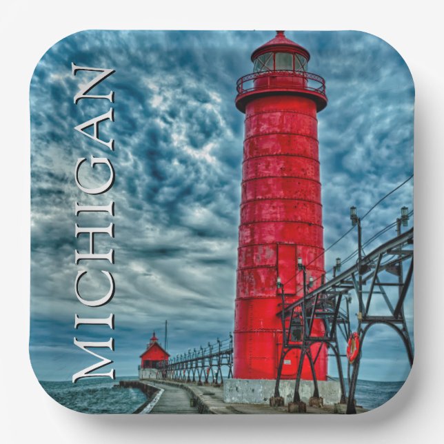 Grand Haven Lighthouse | Michigan Paper Plate (Front)