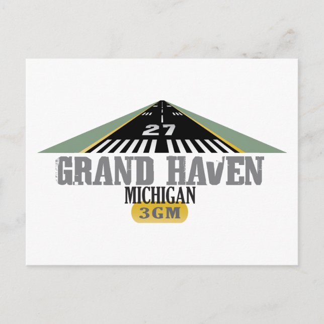 Grand Haven MI - Airport Runway Postcard (Front)