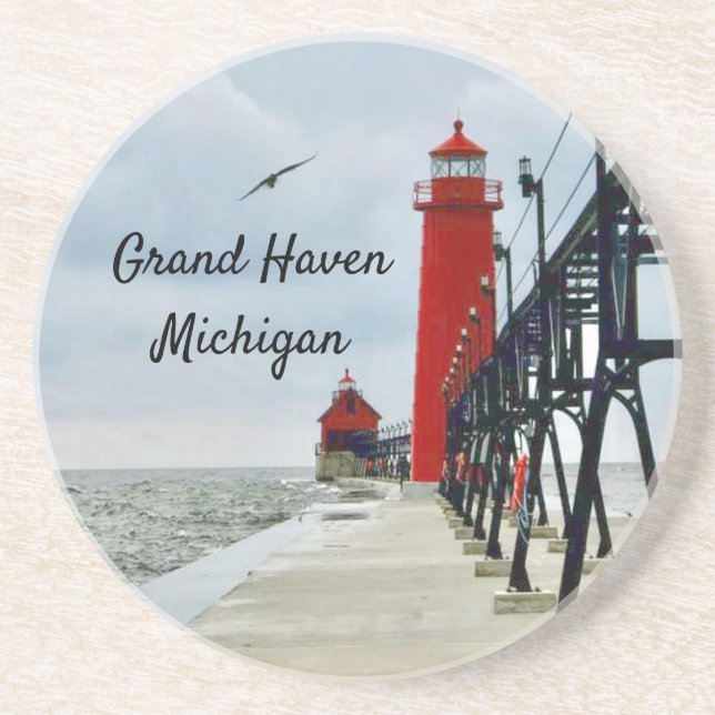 Grand Haven Michigan Lighthouse Coaster (Front)