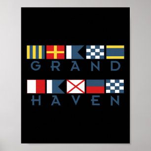Grand Haven Michigan Nautical Flag Shirt Tee Lake  Poster