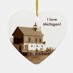 grand haven pier, I love Michigan! Ceramic Tree Decoration