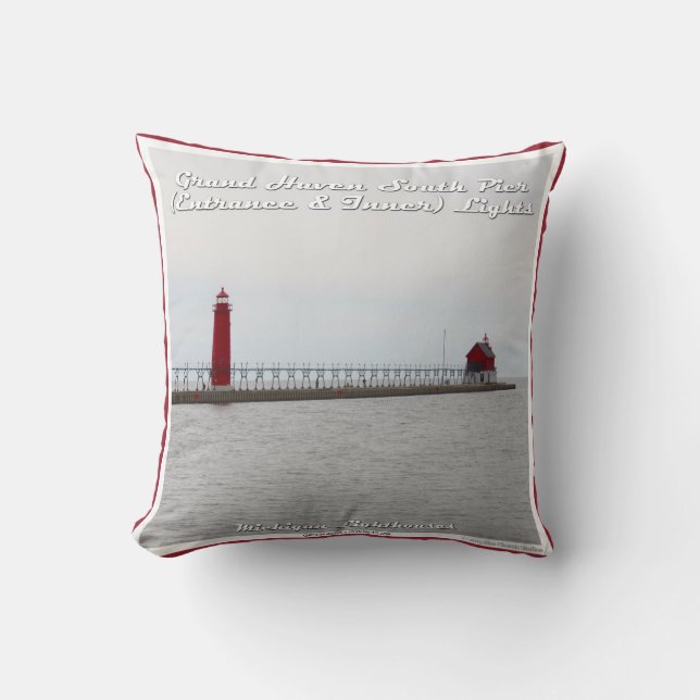 Grand Haven Pier Lights - Throw Pillow (Front)