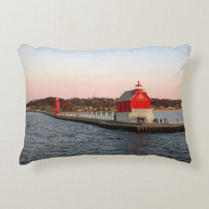 Grand Haven South Pierhead Lights accent pillow