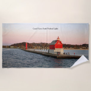Grand Haven South Pierhead Lights beach towel