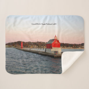 Grand Haven South Pierhead Lights sherpa blanket