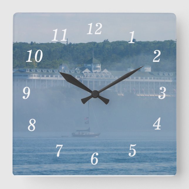 Grand Hotel Through The Fog Square Wall Clock (Front)