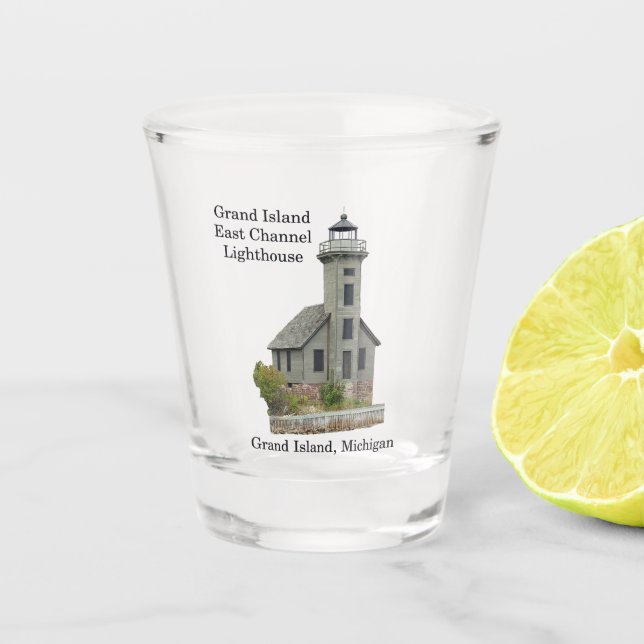 Grand Island East Channel Lighthouse shot glass (Front)