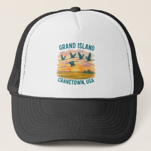 Grand Island Nebraska Cranes Crantown USA Sunset Trucker Hat