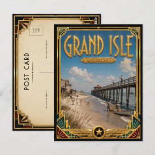Grand Isle Louisiana Vintage Art Deco Golden Age Postcard