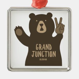 Grand Junction Colorado Peace Bear Metal Tree Decoration
