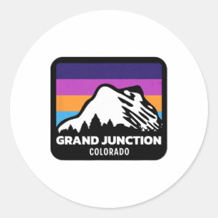 Grand Junction Colorado Skiing Snowboarding Family Classic Round Sticker