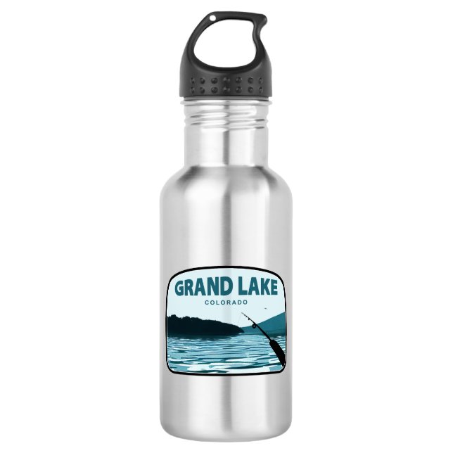Grand Lake Colorado Fishing Rod 532 Ml Water Bottle (Front)