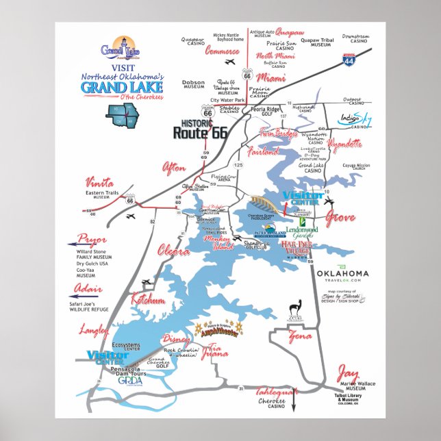 Grand Lake OK dimensional map 19 Poster (Front)