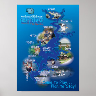 Grand Lake OK photo map 19 Poster