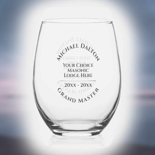 Grand Master Masonic Stemless Wine Glass