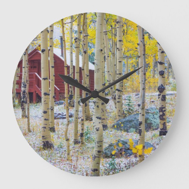 Grand Mesa Solitary cabin in a forest Large Clock (Front)