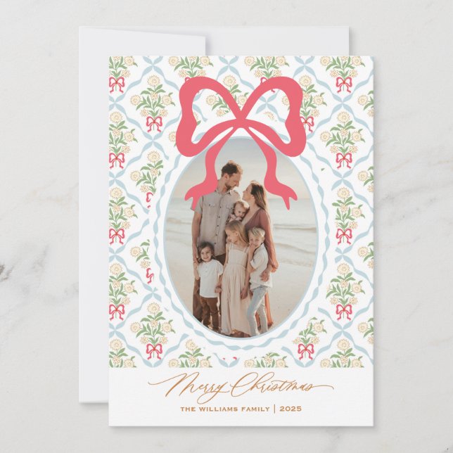 Grand Millennial Coquette Christmas Photo Card (Front)