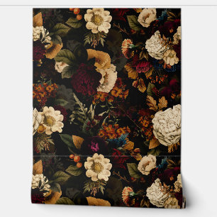 Grand Millennial Maximalism Moody Florals Wallpa Wallpaper
