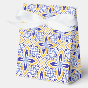 Grand Mosaic Blue and Gold Floral Mediterranean Favour Box