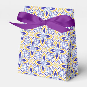 Grand Mosaic Blue and Gold Floral Mediterranean Favour Box