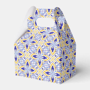 Grand Mosaic Blue and Gold Floral Mediterranean Favour Box