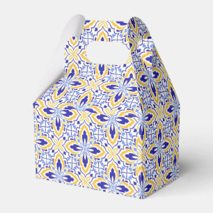 Grand Mosaic Blue and Gold Floral Mediterranean Favour Box