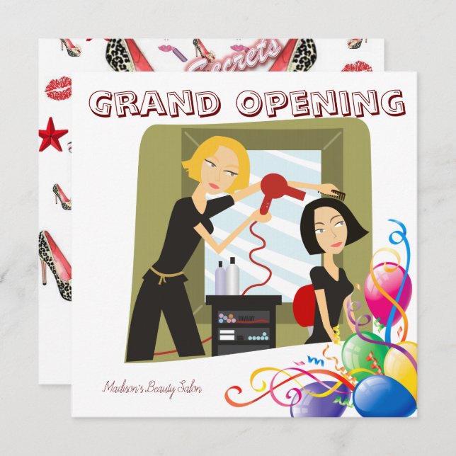 Grand Opening Beauty Salon Card Invitation (Front/Back)