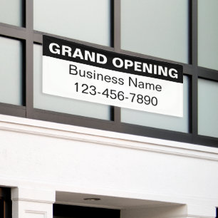 Grand Opening Black and White Business Name Phone Banner