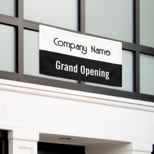 Grand Opening Black White Company Name Template Banner
