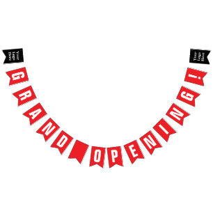 Grand Opening Bright Red and White Your Logo Here Bunting