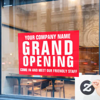Grand opening business signage bright red