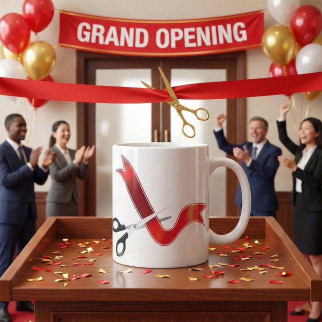 Grand Opening Celebration Scissors Cutting Ribbon  Coffee Mug (Creator Uploaded)